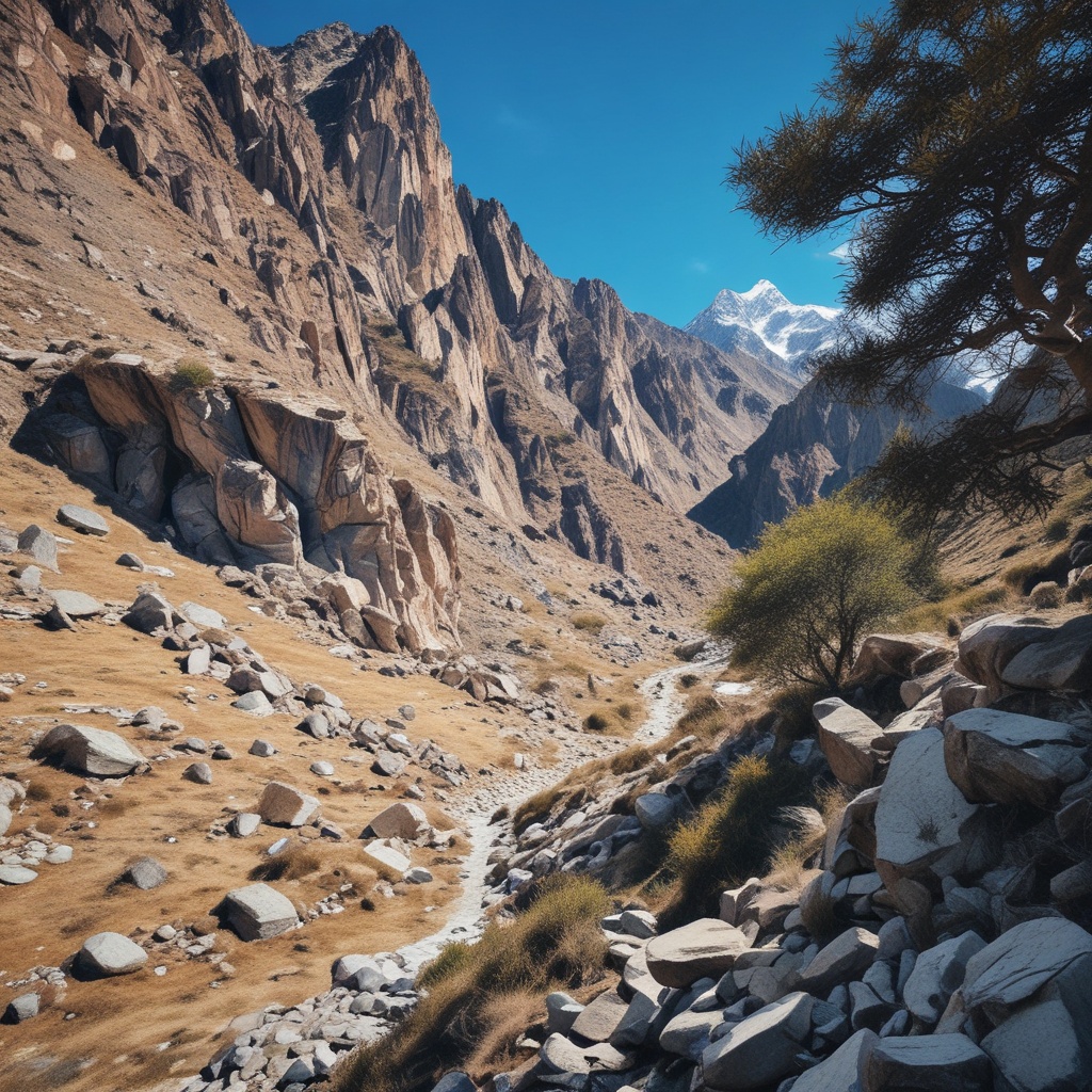Tapovan Trek landscape showcasing rugged terrain against clear blue skies